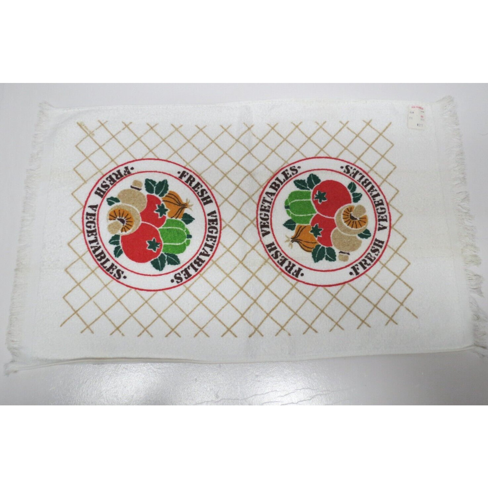 Lot of 3 Vintage Terry Kitchen Towels 1980s w/ Tags Mushroom, Chicken, Vegetable - Picture 6 of 16